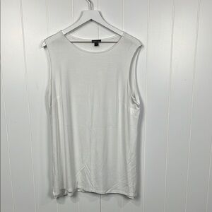 J. Jill Wearever Tunic/Tank 1X White Pullover Sleeveless Stretch 95% Rayon Basic
